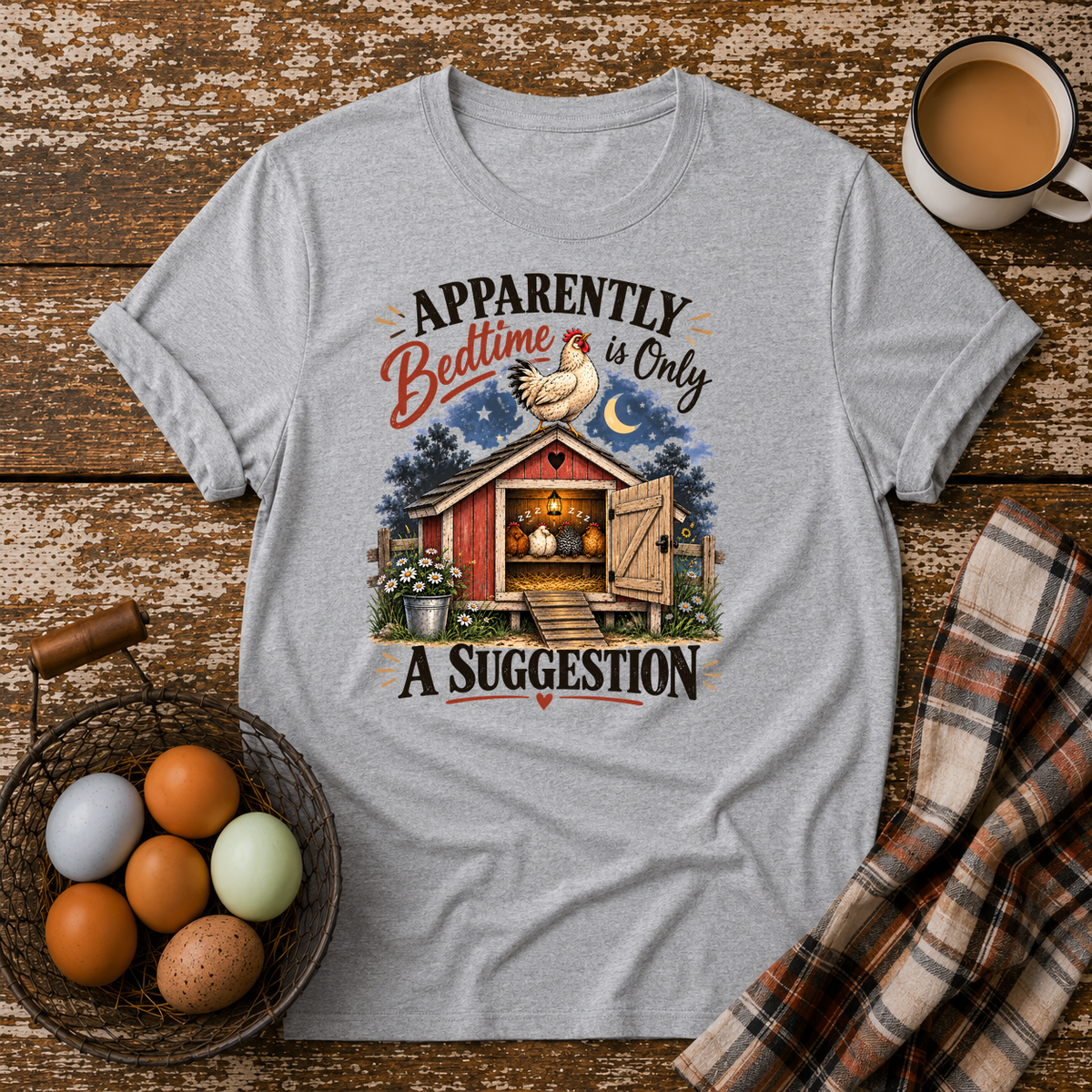 Bedtime Is Only A Suggestion T-Shirt in Sport Grey