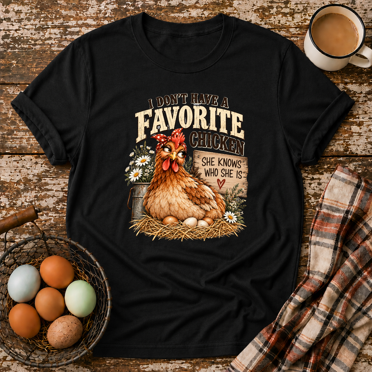 I Don't Have A Favorite Chicken T-Shirt in Black