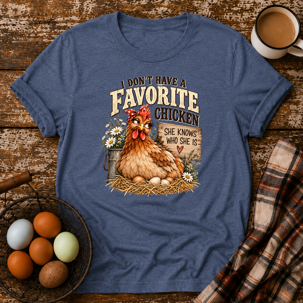 I Don't Have A Favorite Chicken T-Shirt in Heather Indigo