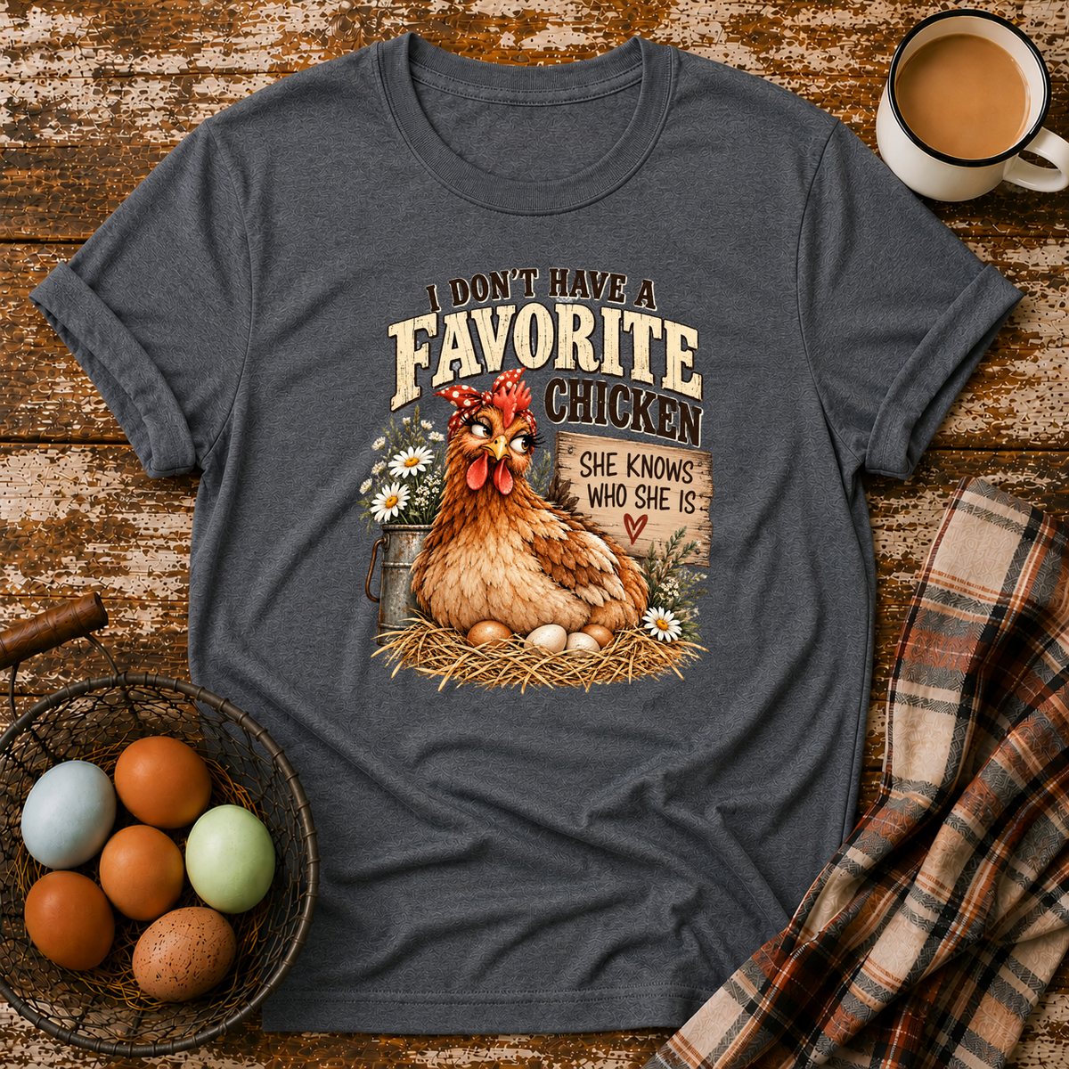I Don't Have A Favorite Chicken T-Shirt in Dark Heather Grey