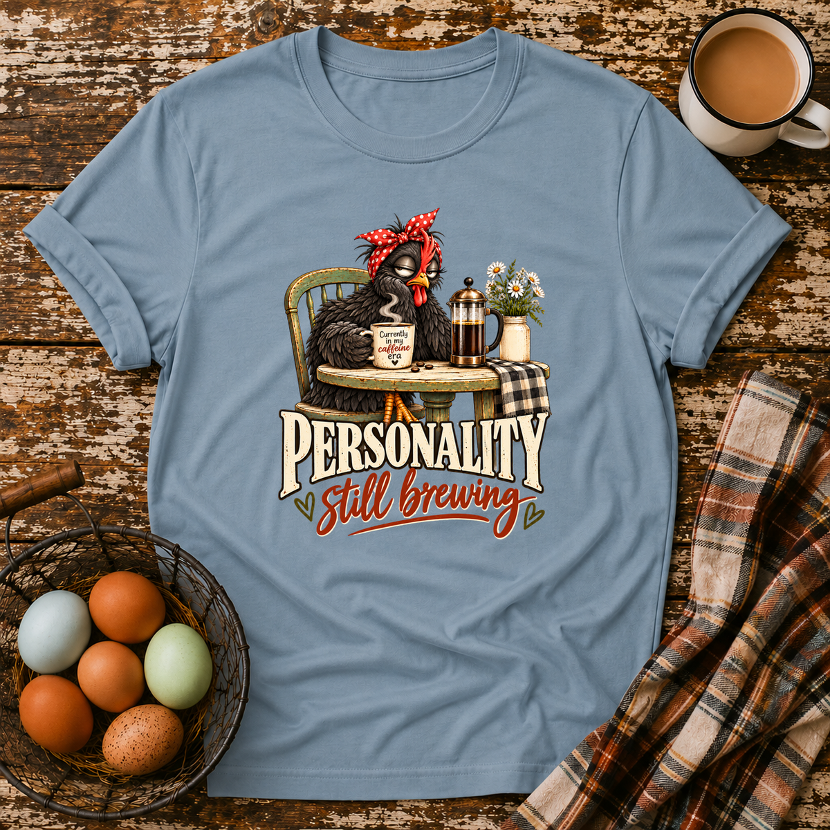 Personality Still Brewing T-Shirt in Stone Blue