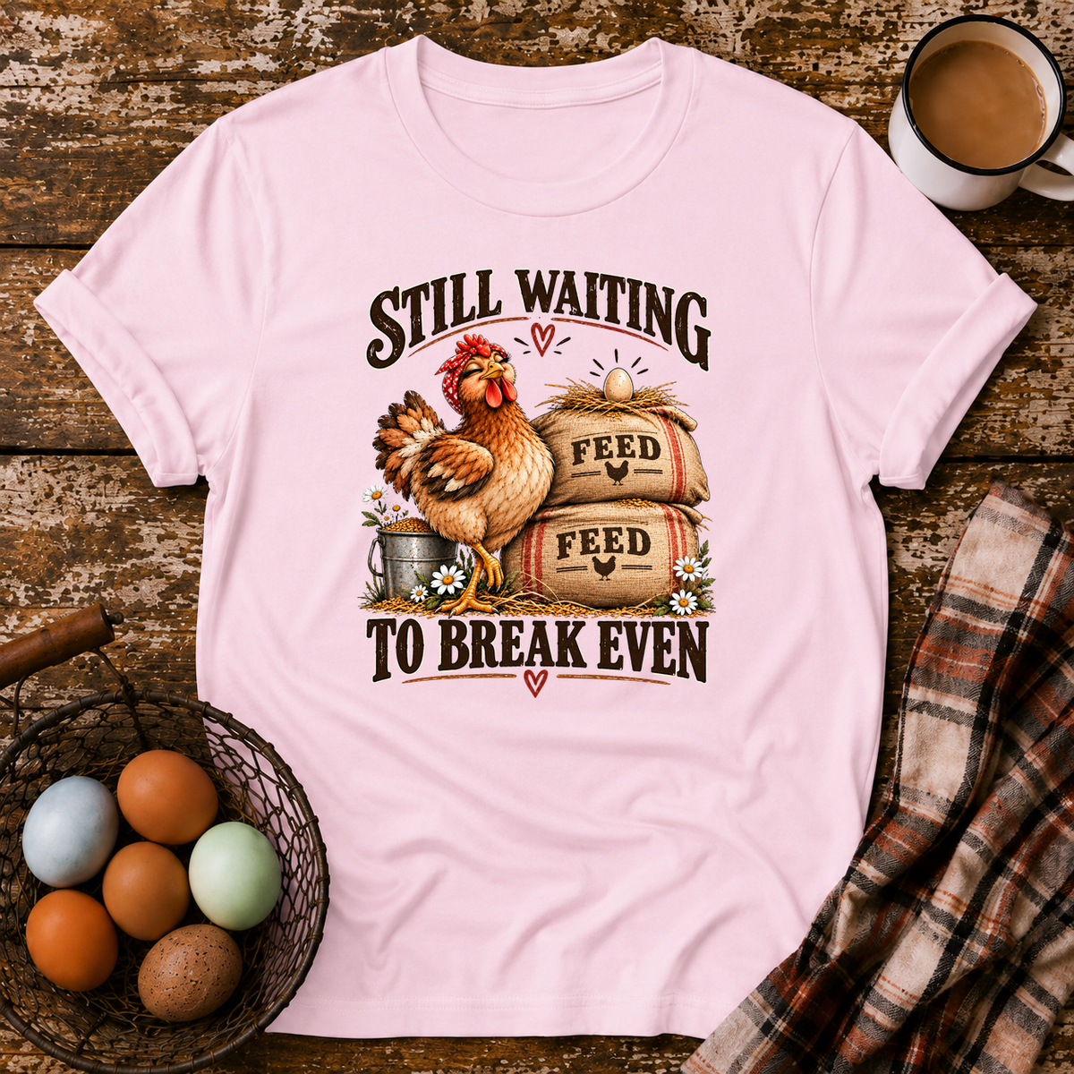 Still Waiting to Break Even T-Shirt in Light Pink
