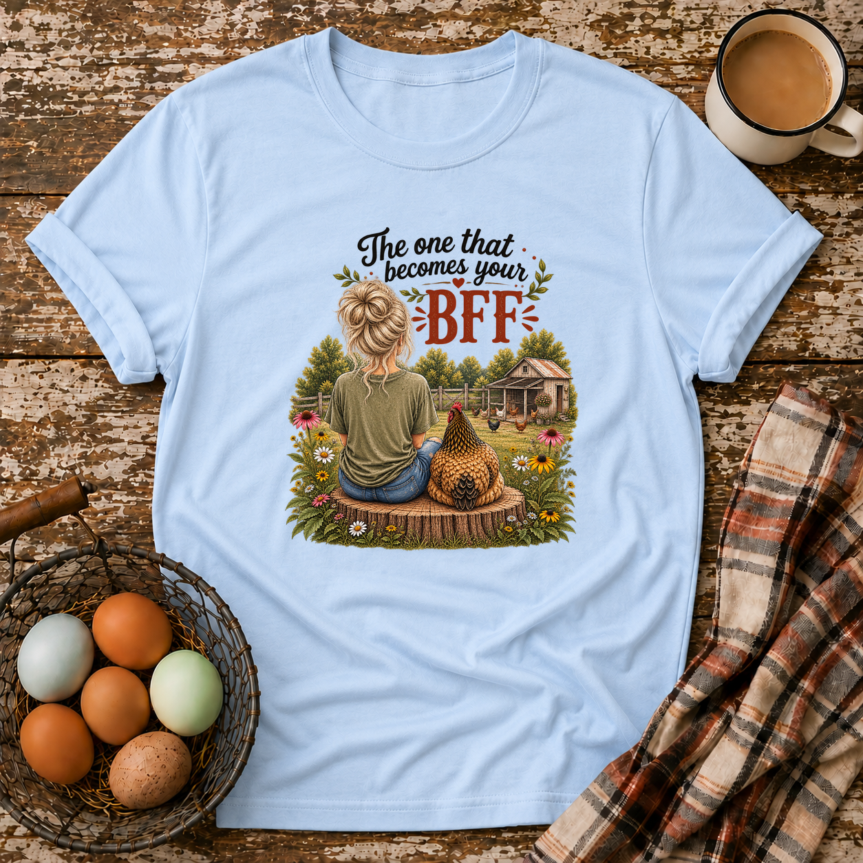 BFF Blonde Hair T-Shirt in Light Blue