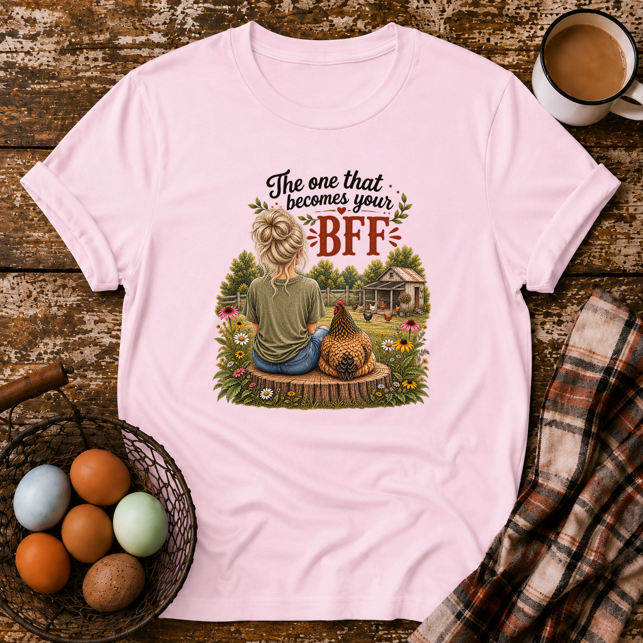 BFF Blonde Hair T-Shirt in Light Pink