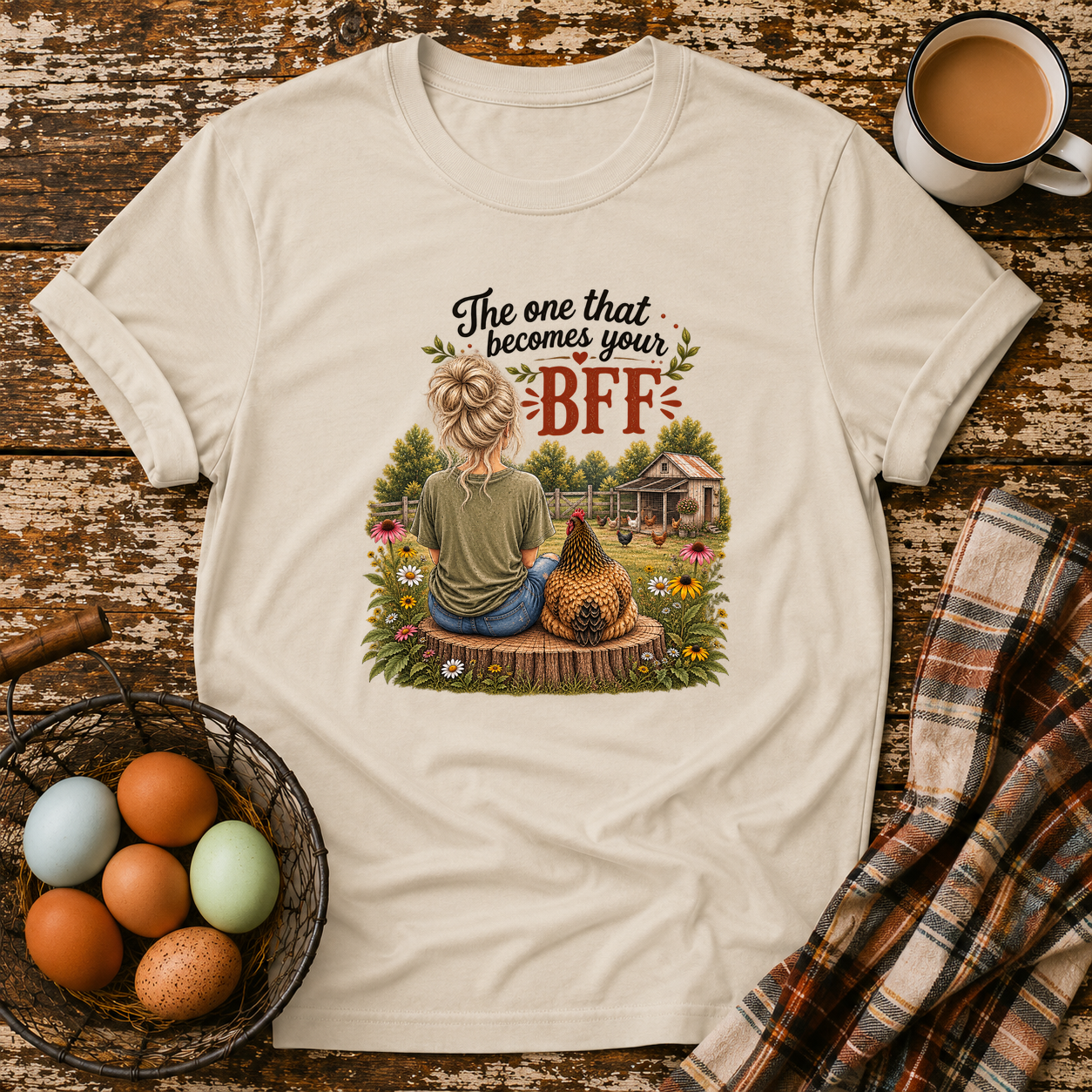 BFF Blonde Hair T-Shirt in Sand