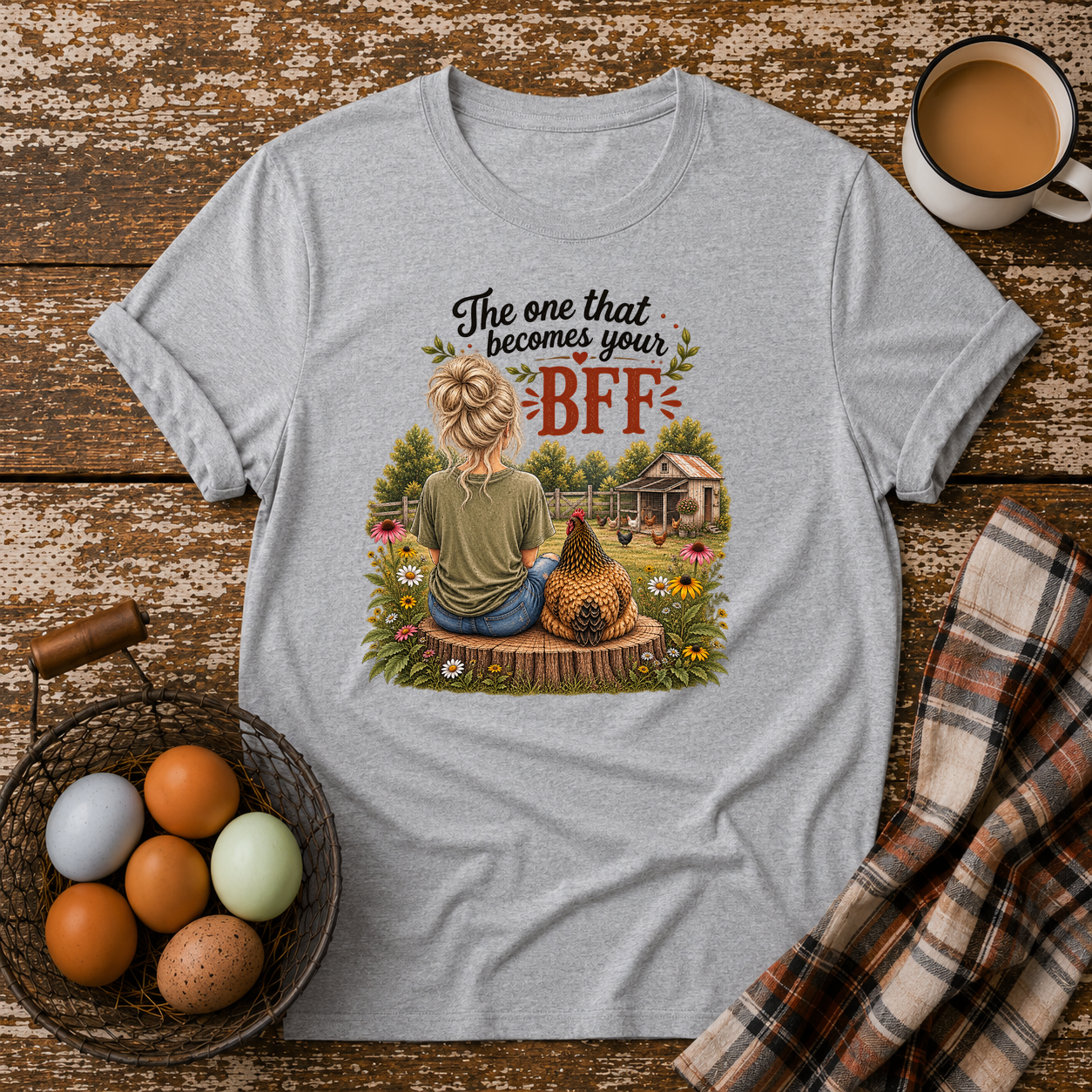 BFF Blonde Hair T-Shirt in Sport Grey