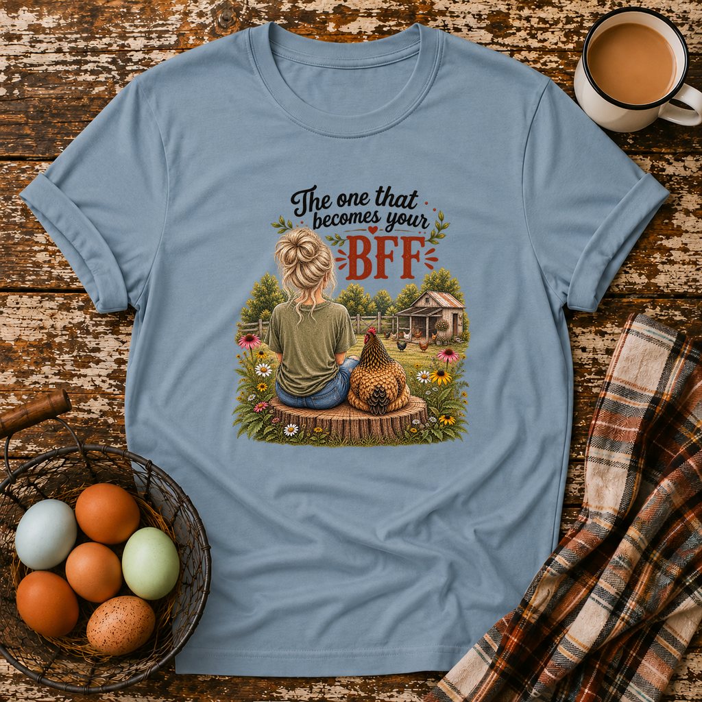 BFF Blonde Hair T-Shirt in Stone Blue
