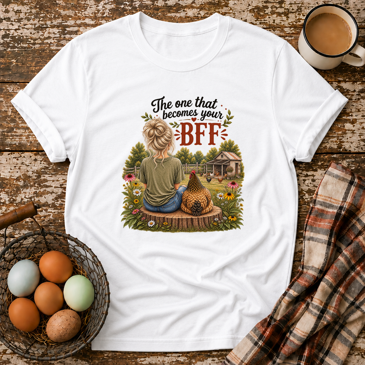BFF Blonde Hair T-Shirt in White