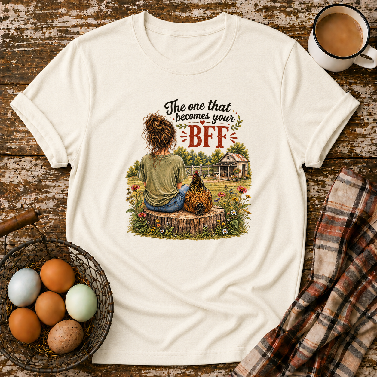 BFF Brown Hair T-Shirt in Natural