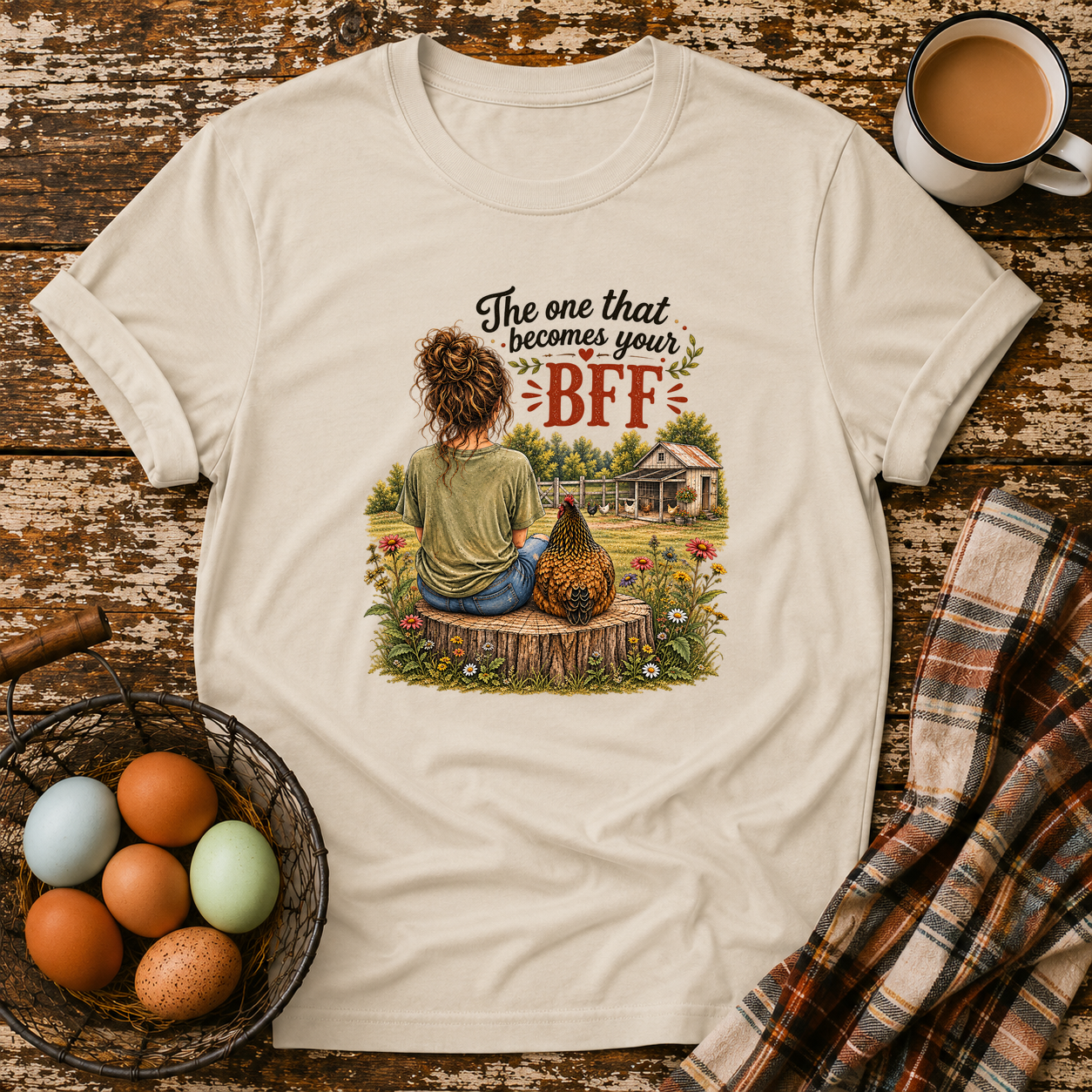 BFF Brown Hair T-Shirt in Sand