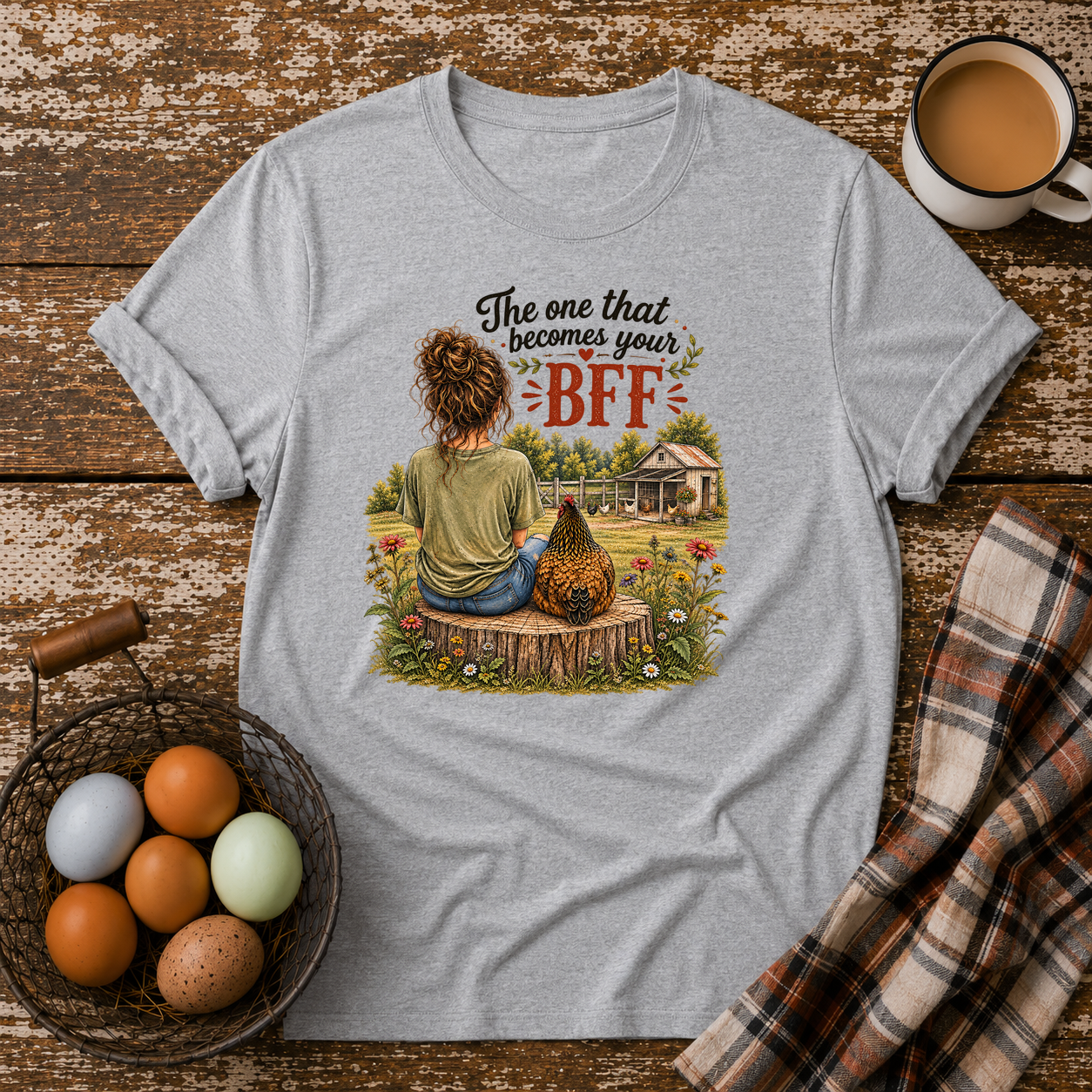 BFF Brown Hair T-Shirt in Sport Grey