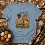 BFF Brown Hair T-Shirt in Stone Blue