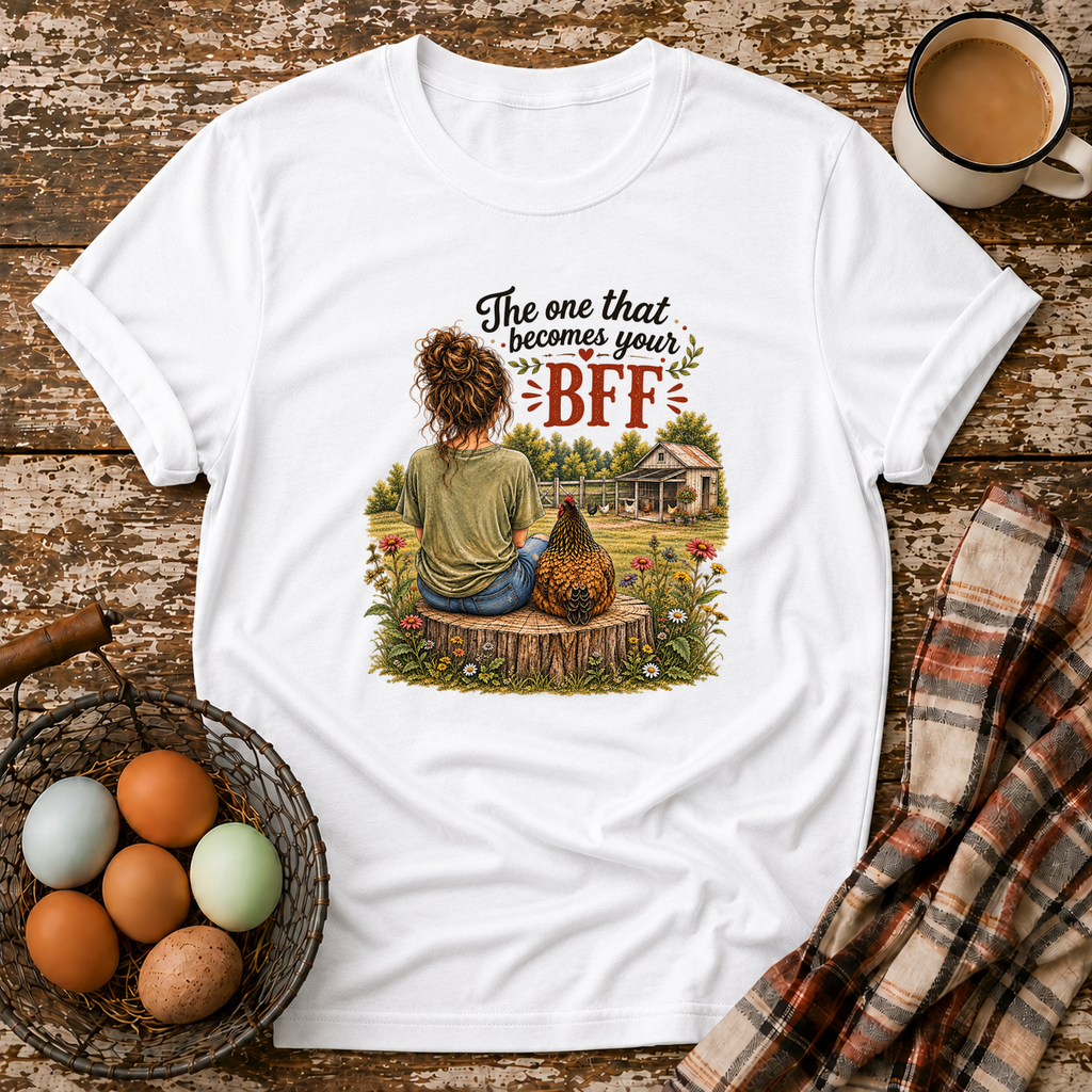BFF Brown Hair T-Shirt in White