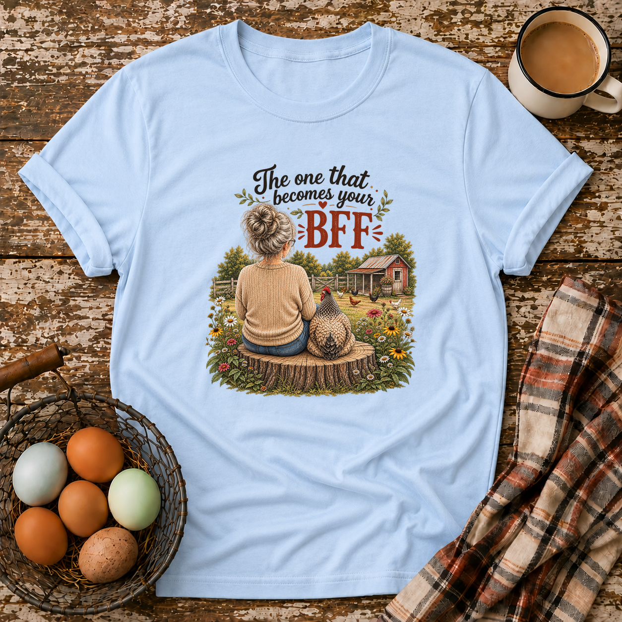 BFF Gray Hair T-Shirt in Light Blue