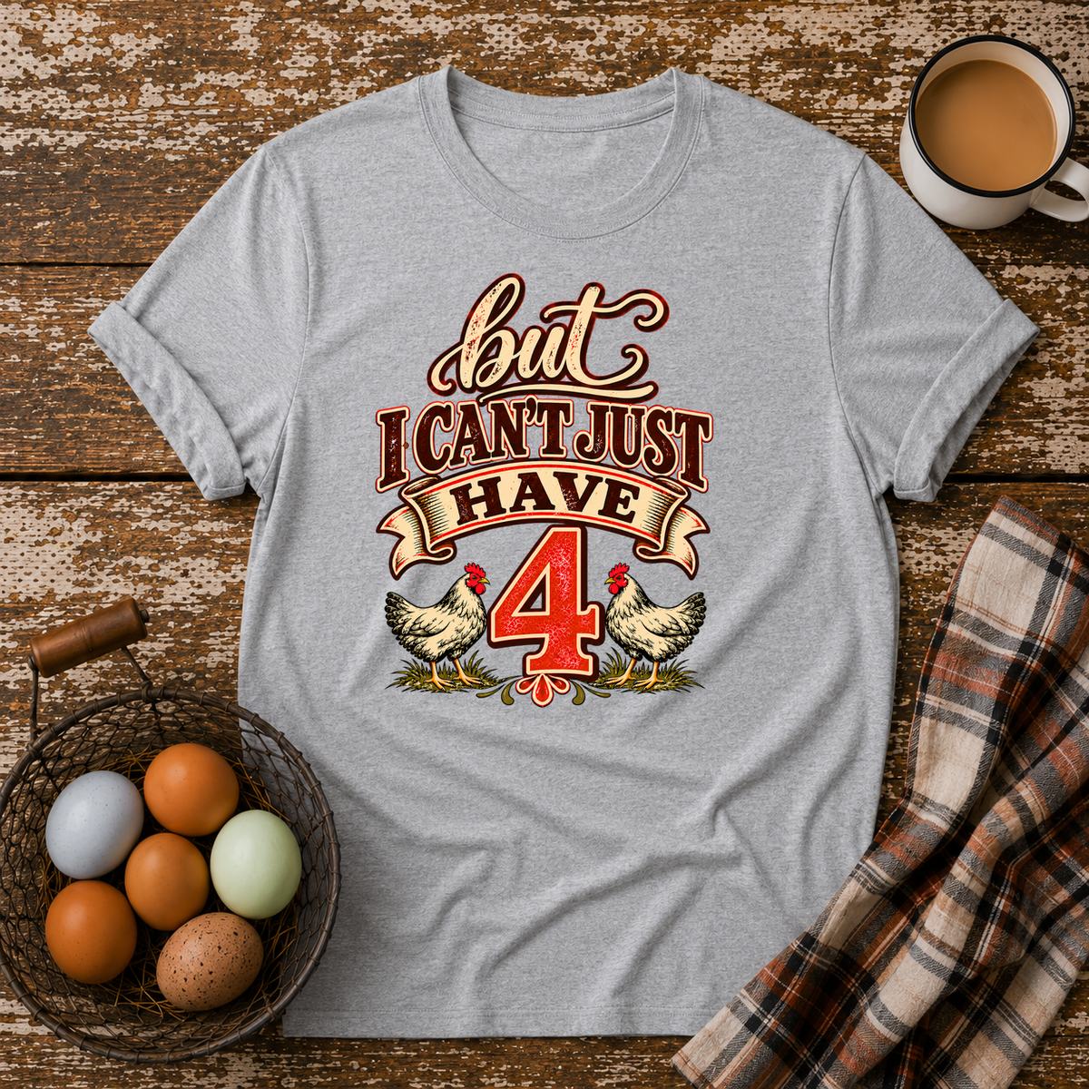 But I Can't Just Have 4 Funny Chicken Math T-Shirt in Sport Grey