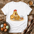 Chicken & Waffles T-Shirt in White on Shady Hen Mercantile Evergreen mockup