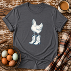 Chicken Wearing Cowboy Boots T-Shirt in Graphite Heather on Shady Hen Mercantile Evergreen mockup