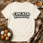 Chicken Wrangler  T-Shirt in Natural on Shady Hen Mercantile Evergreen mockup