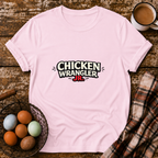 Chicken Wrangler Jr  Tee in Light Pink on Shady Hen Mercantile Evergreen mockup