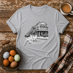 Chickens Going for Waffles T-Shirt in Sport Grey on Shady Hen Mercantile Evergreen mockup