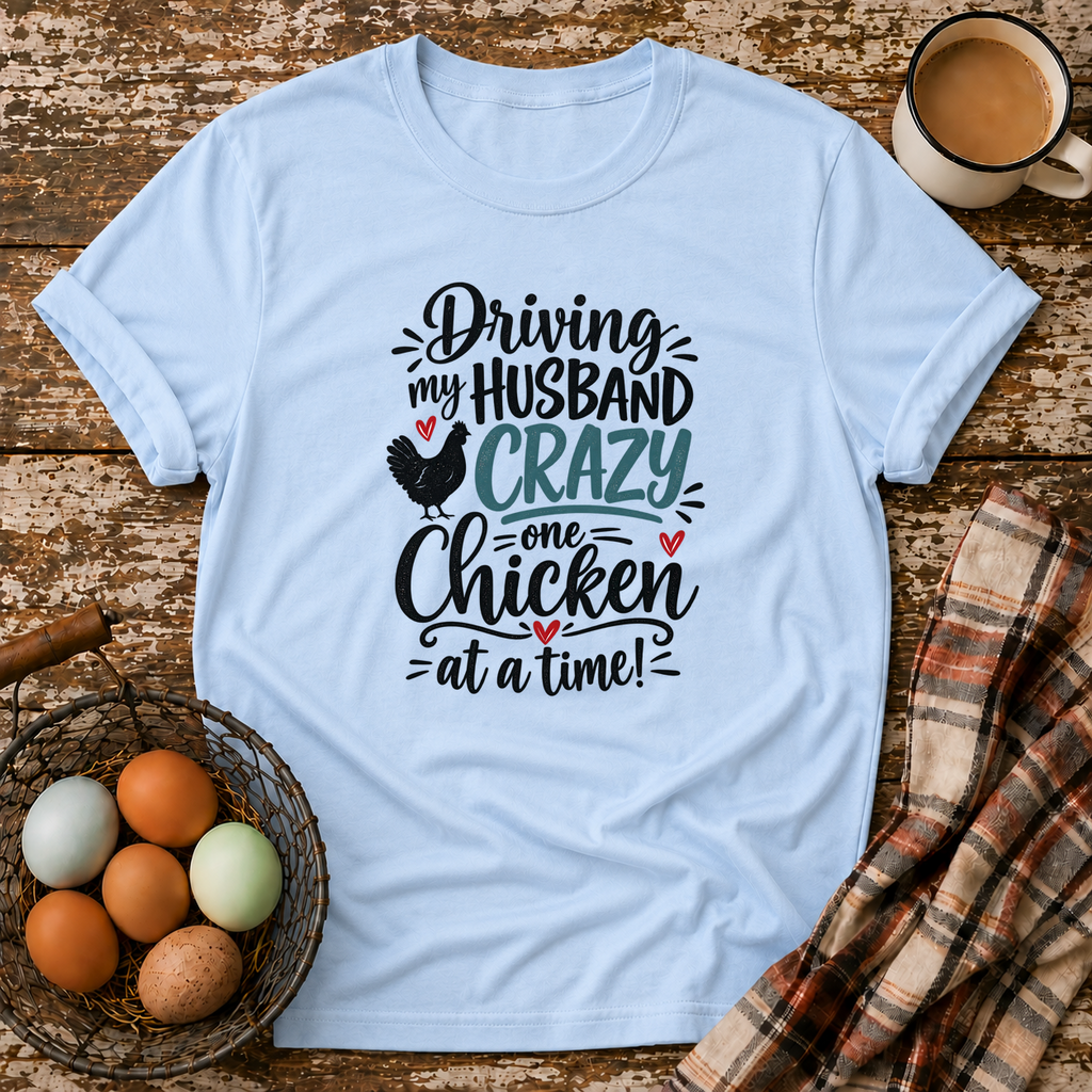 Driving My Husband Crazy T-Shirt in Light Blue