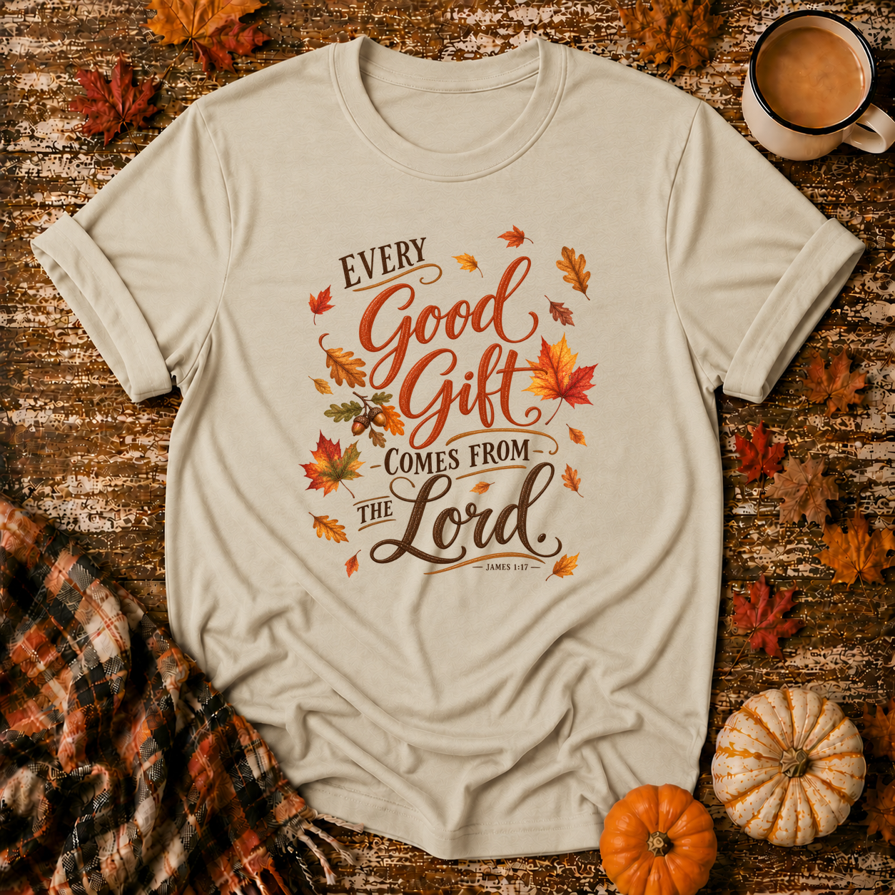 Every Good Gift Comes From the Lord T-Shirt in Sand