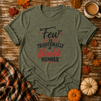 Few Is Flexible T-Shirt in Heather Military Green on Shady Hen Mercantile Fall mockup