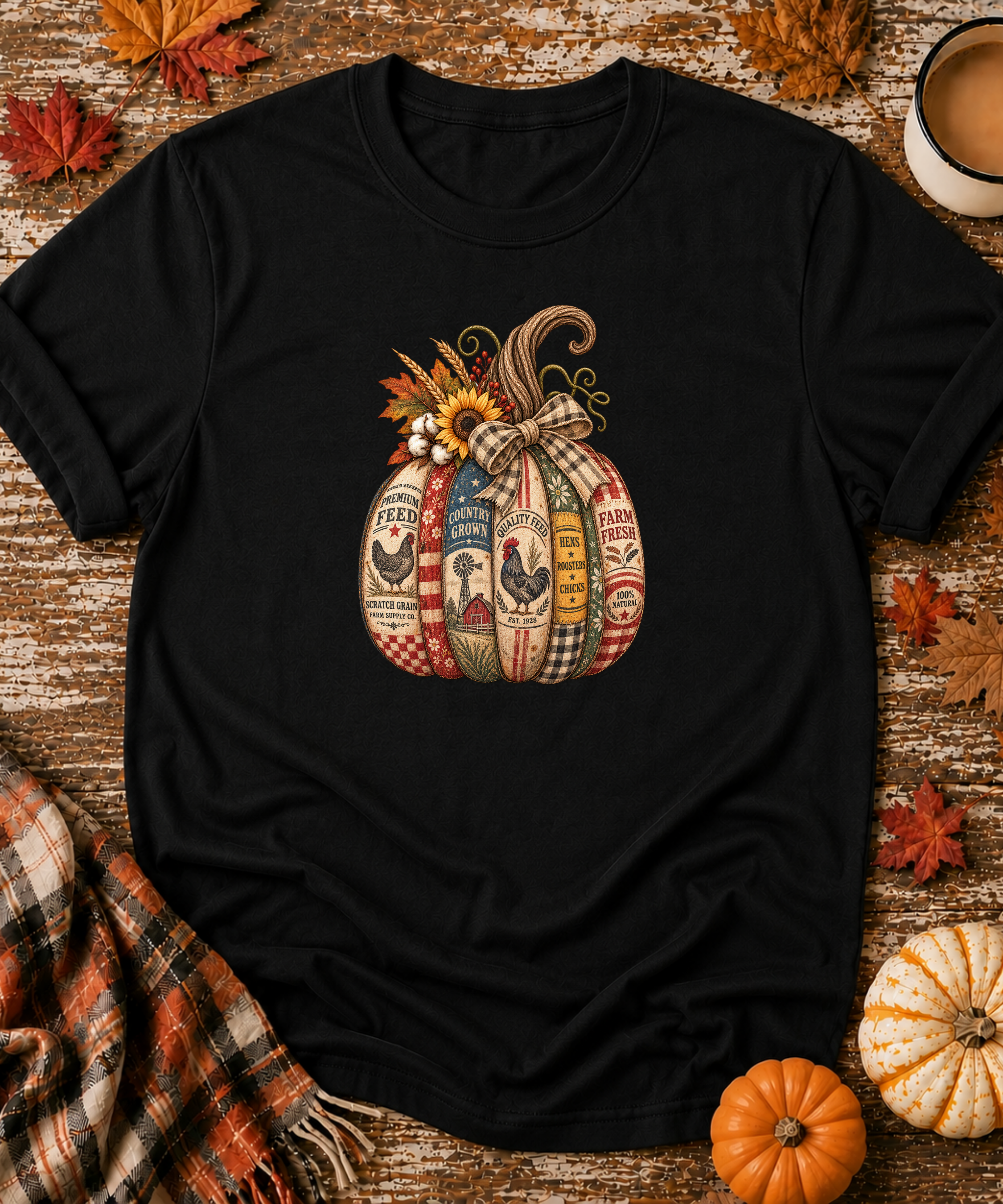 Vintage Feedsack Pumpkin T-Shirt
