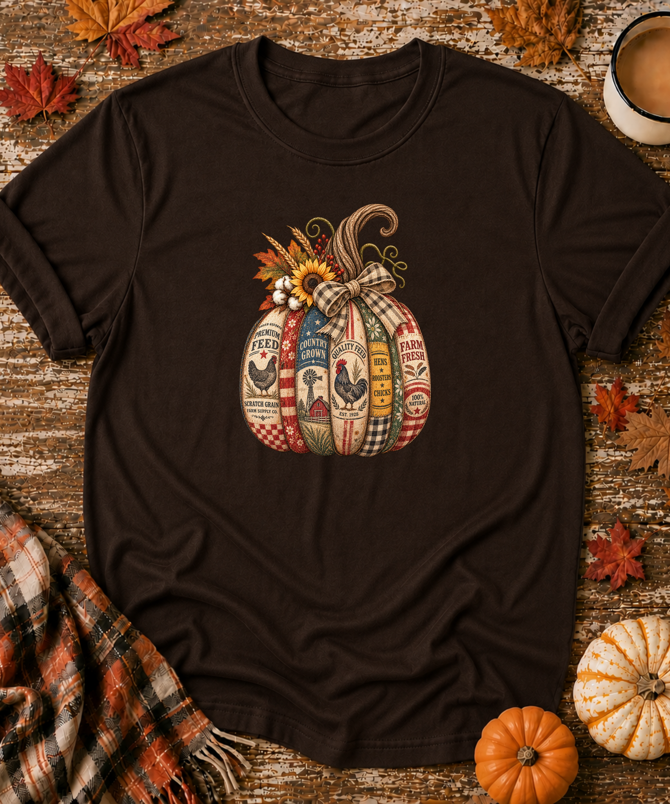 Vintage Feedsack Pumpkin T-Shirt