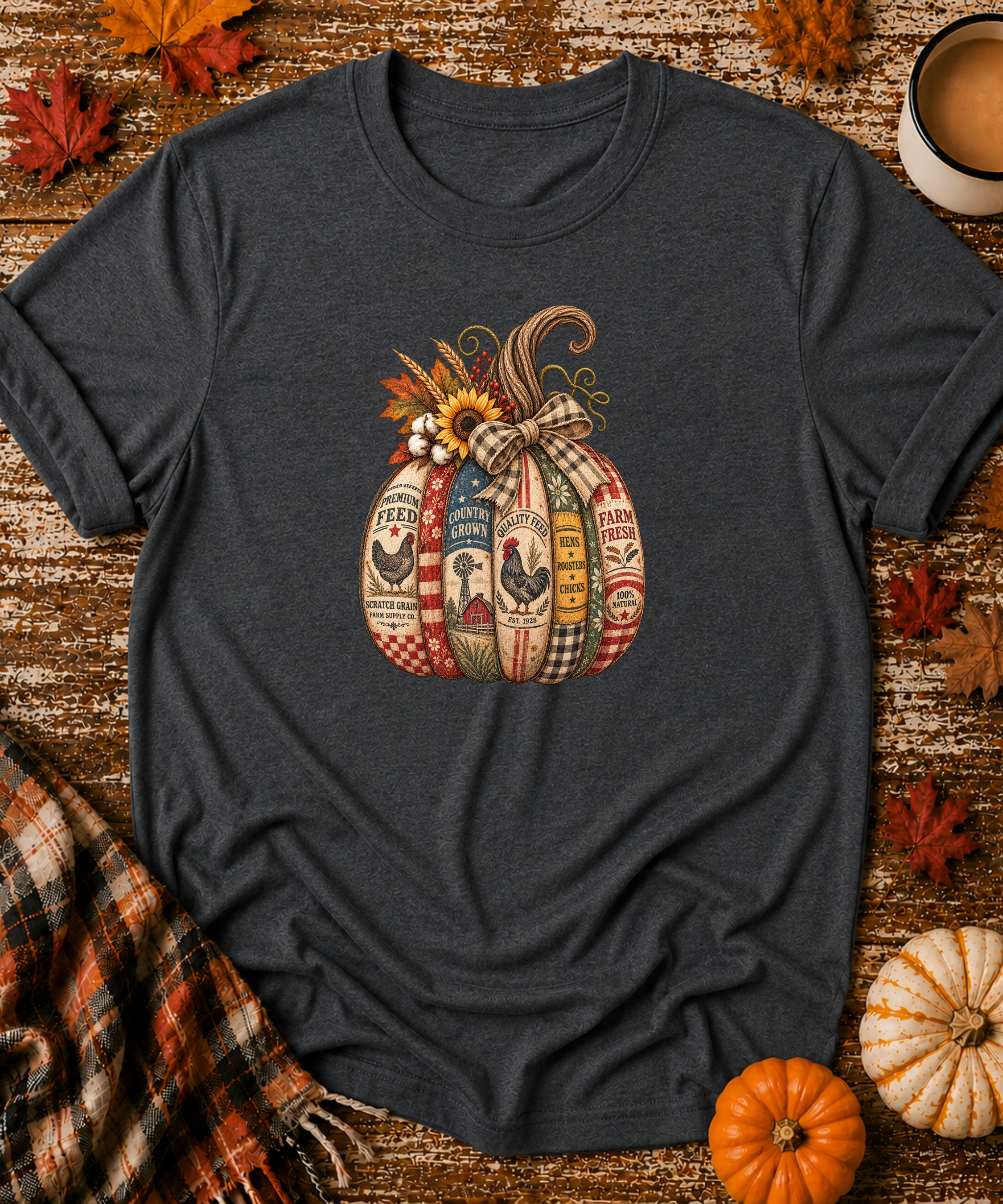 Vintage Feedsack Pumpkin T-Shirt