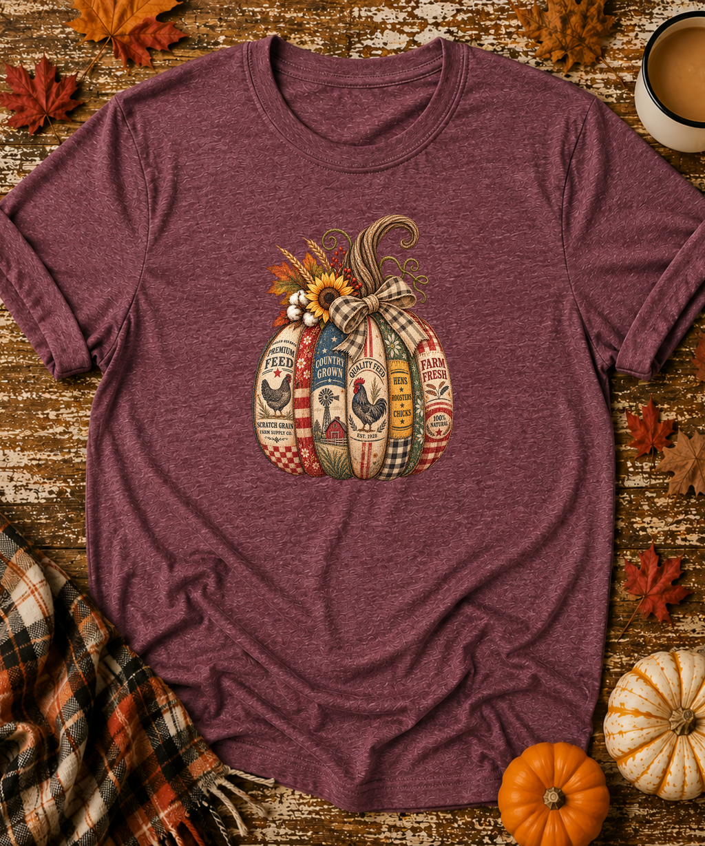 Vintage Feedsack Pumpkin T-Shirt