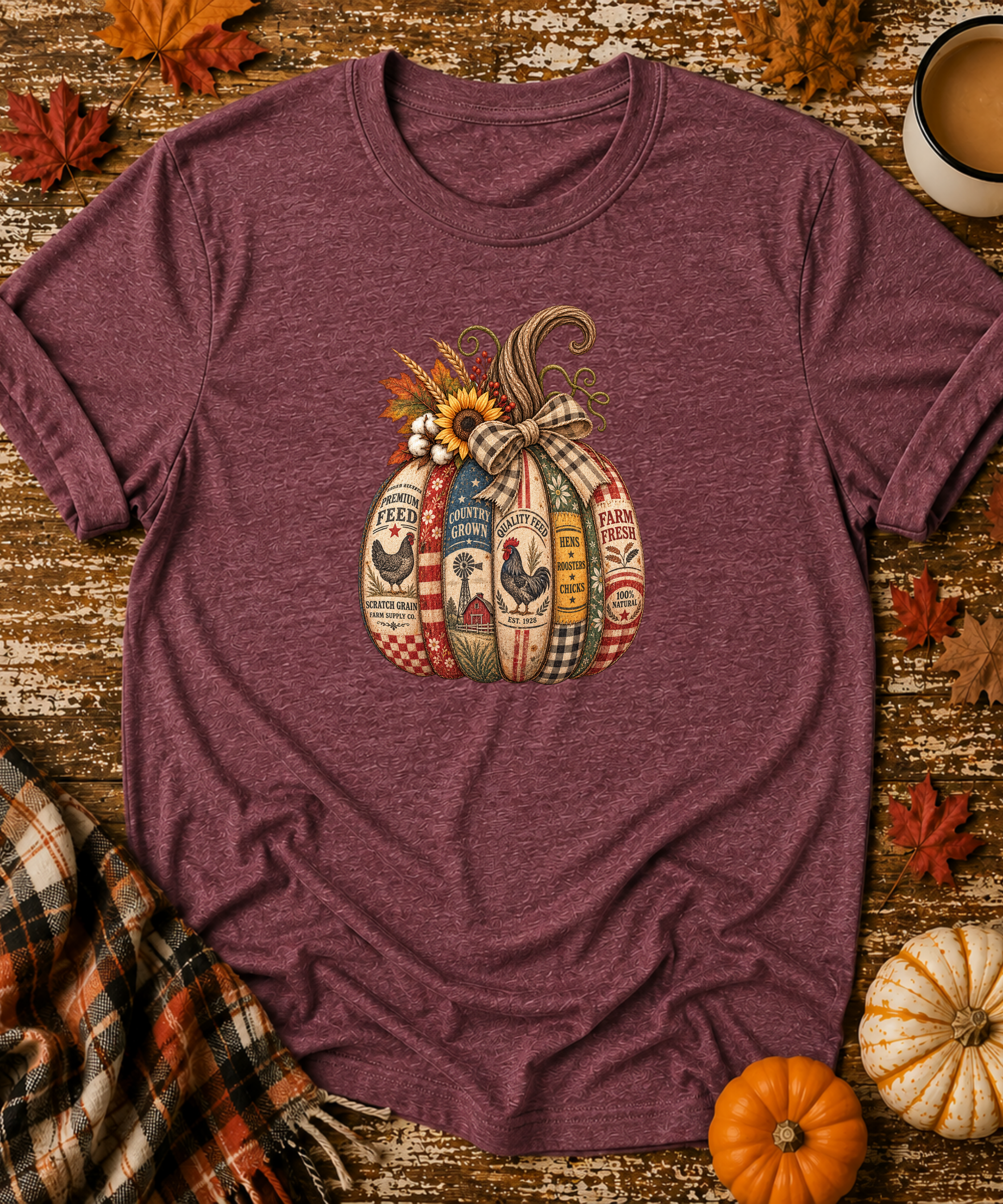 Vintage Feedsack Pumpkin T-Shirt