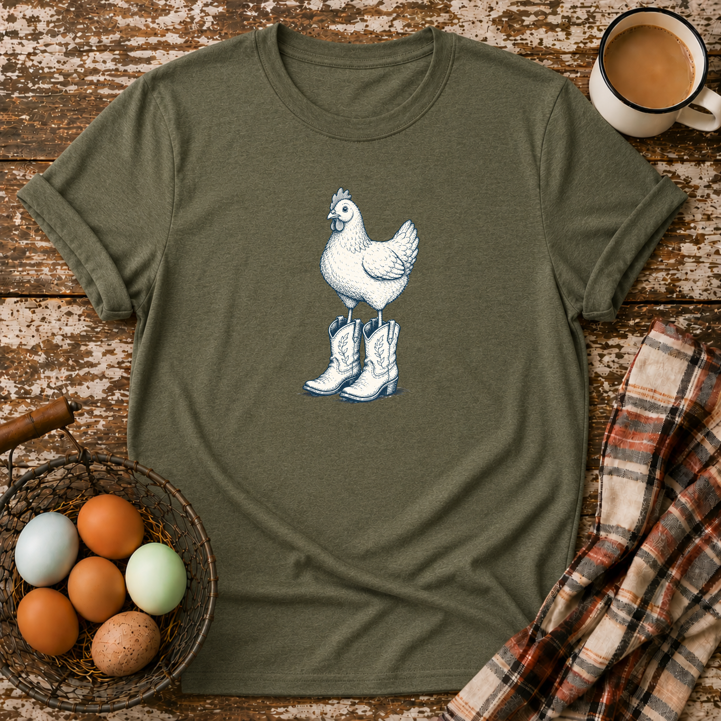 Chicken Wearing Cowboy Boots T-Shirt