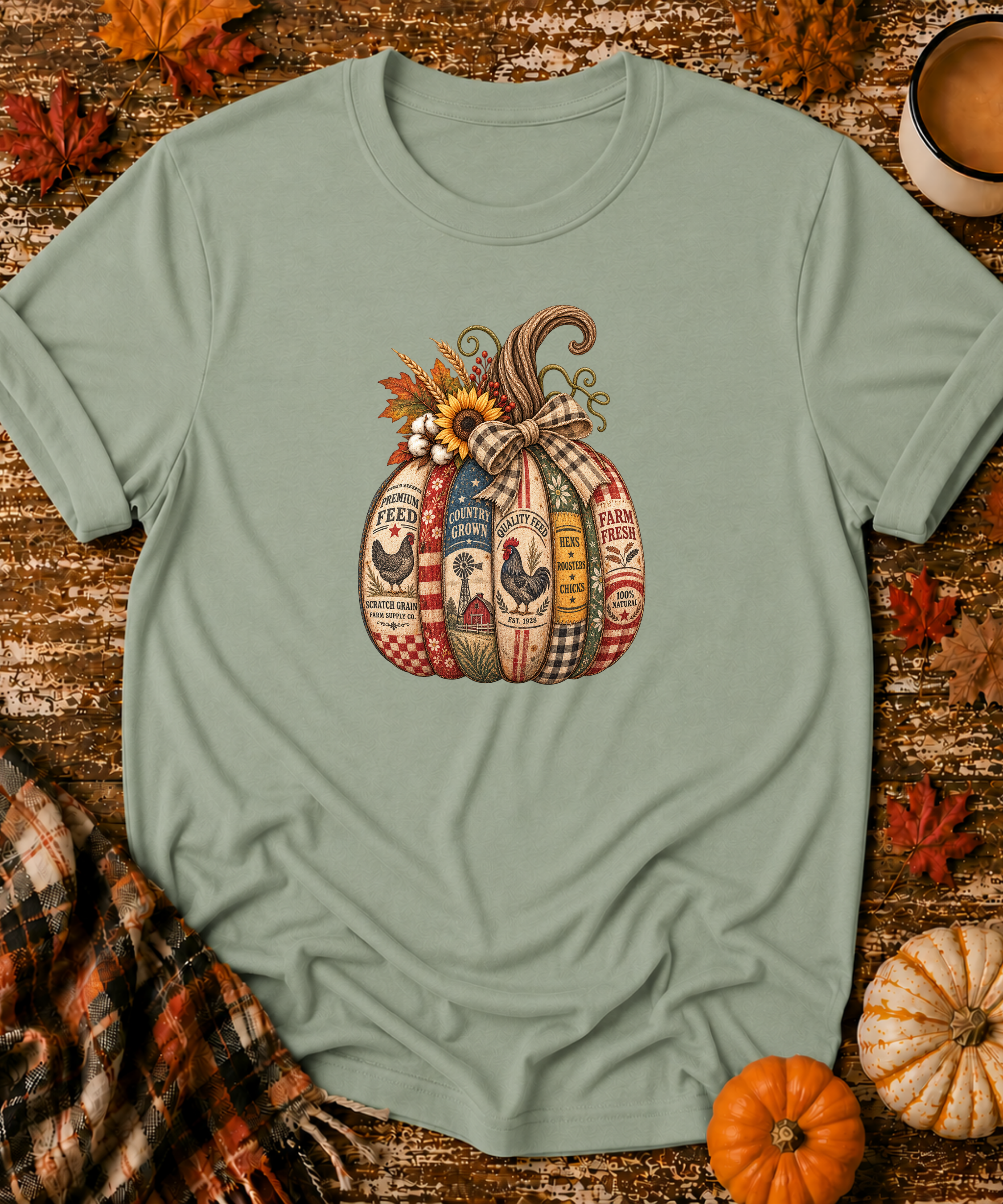 Vintage Feedsack Pumpkin T-Shirt