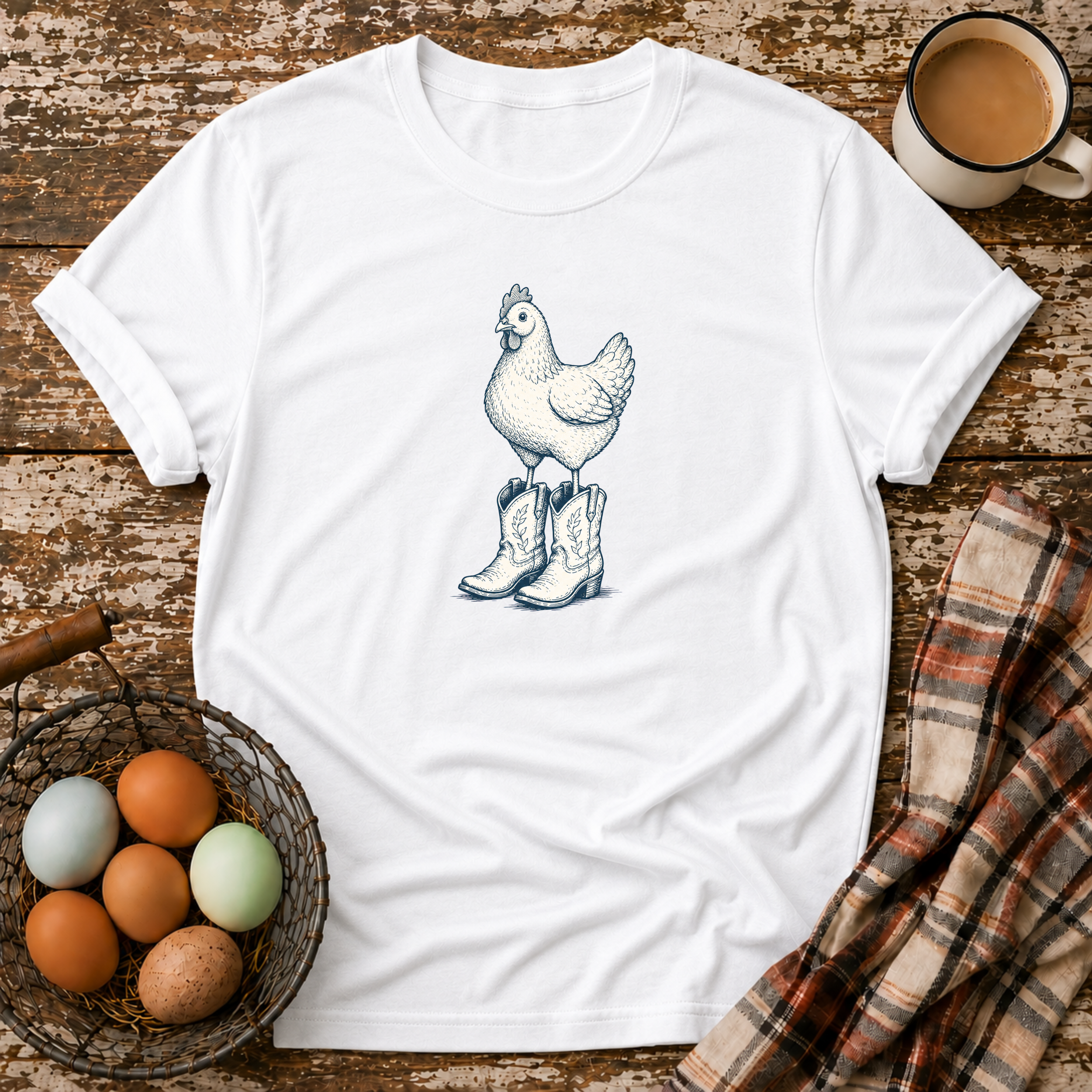 Chicken Wearing Cowboy Boots T-Shirt
