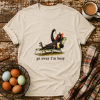 Go Away I'm Busy T-Shirt in Sand on Shady Hen Mercantile Evergreen mockup