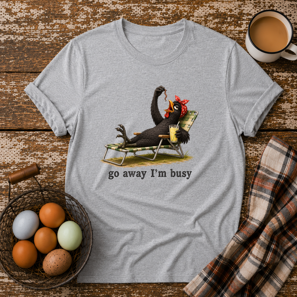Go Away I'm Busy T-Shirt in Sport Grey on Shady Hen Mercantile Evergreen mockup