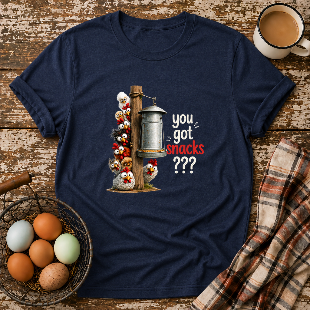 Got Snacks T-Shirt in Navy on Shady Hen Mercantile Evergreen mockup