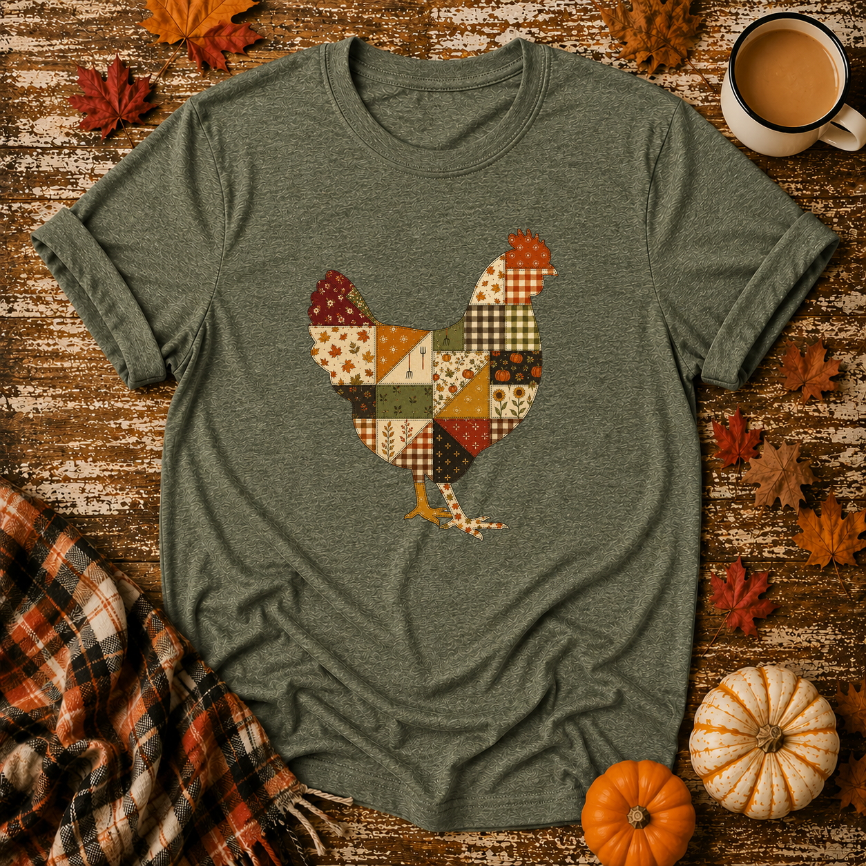 Harvest Quilt Chicken T-Shirt