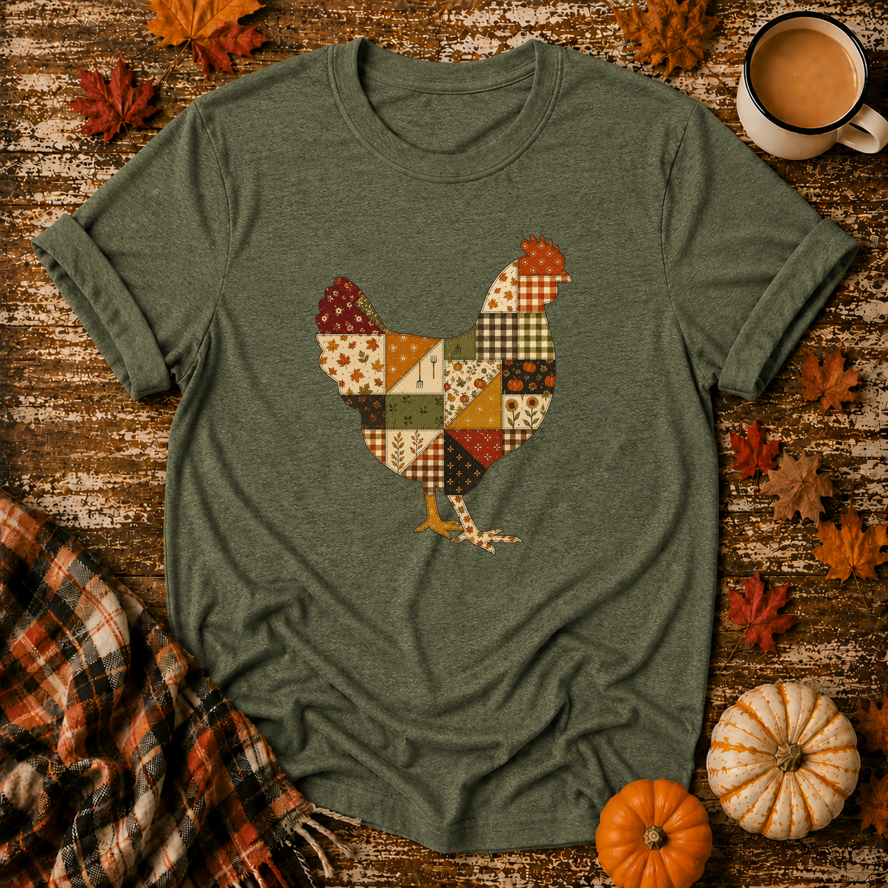 Harvest Quilt Chicken T-Shirt