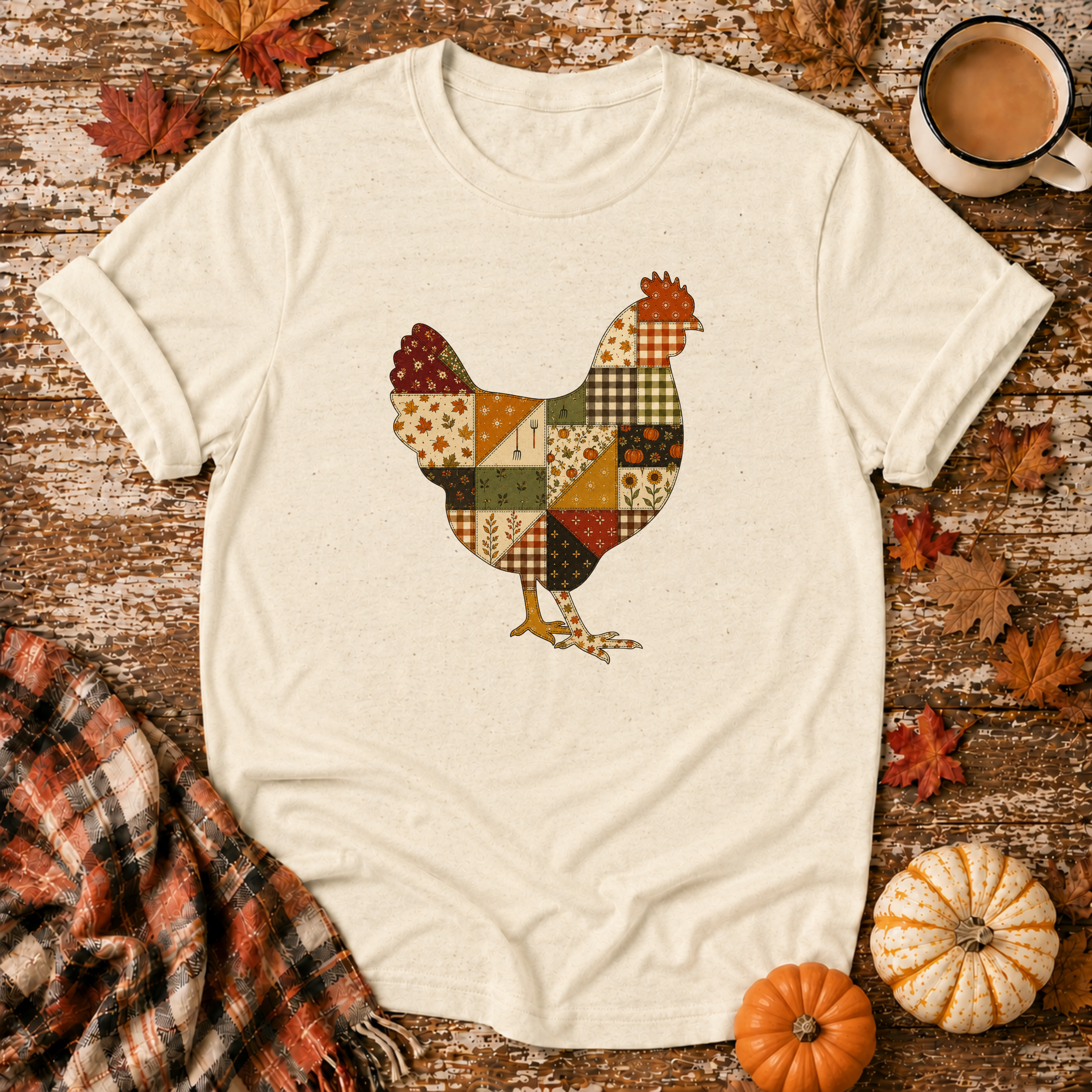 Harvest Quilt Chicken T-Shirt