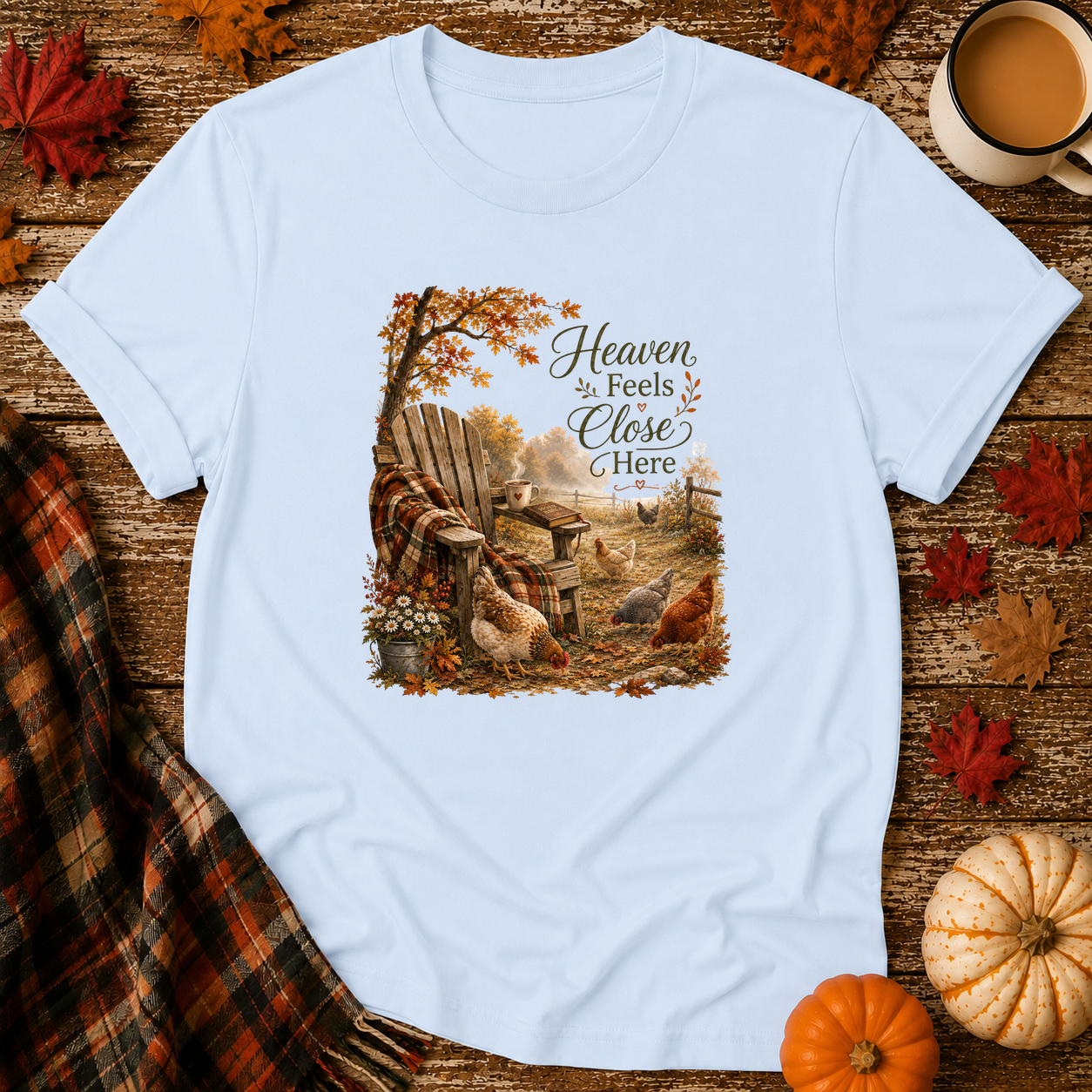Heaven Feels Close Here T-Shirt in Light Blue