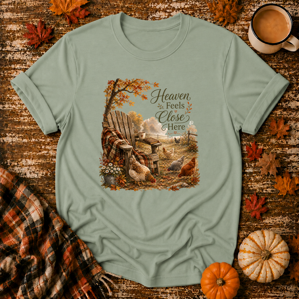 Heaven Feels Close Here T-Shirt in Sage
