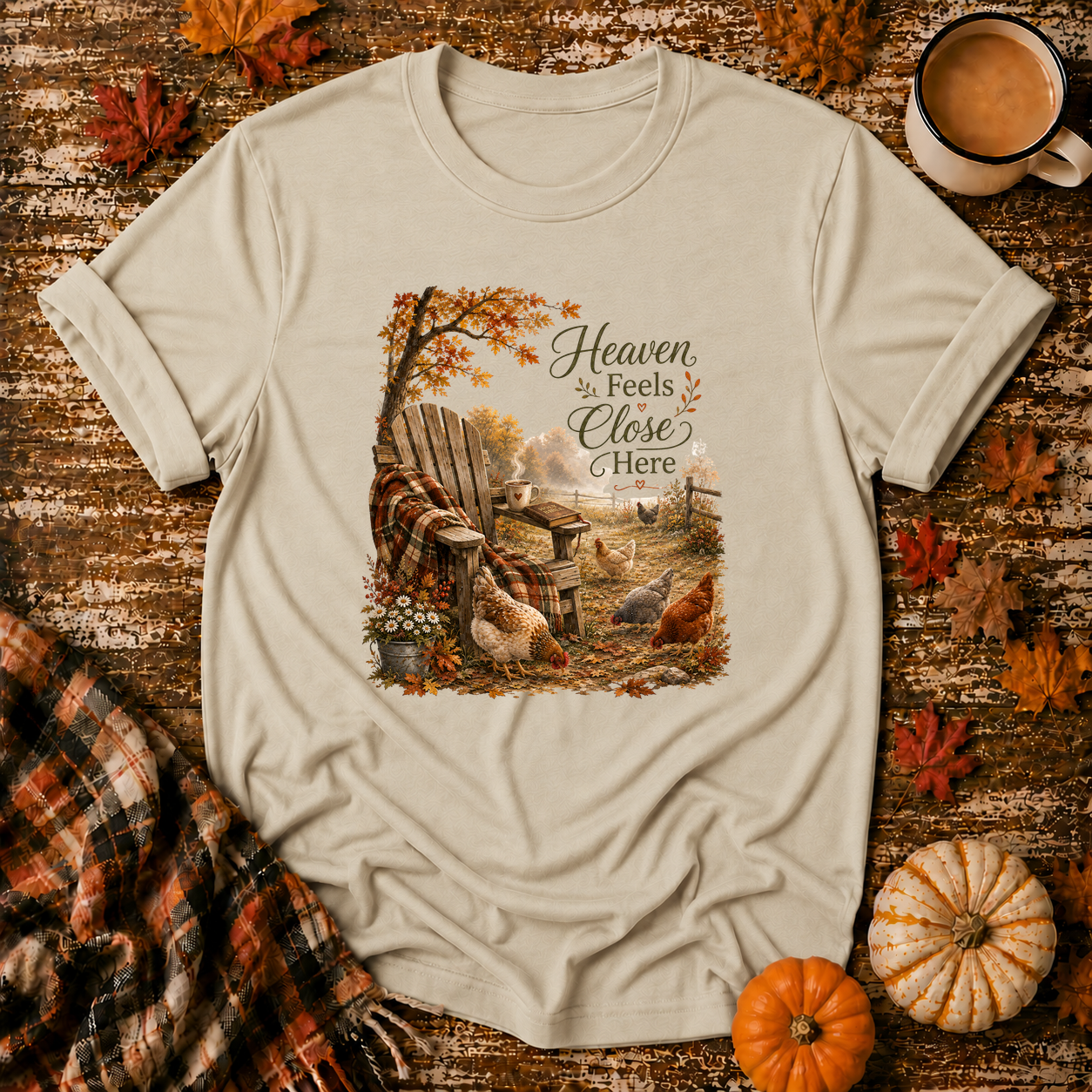 Heaven Feels Close Here T-Shirt in Sand