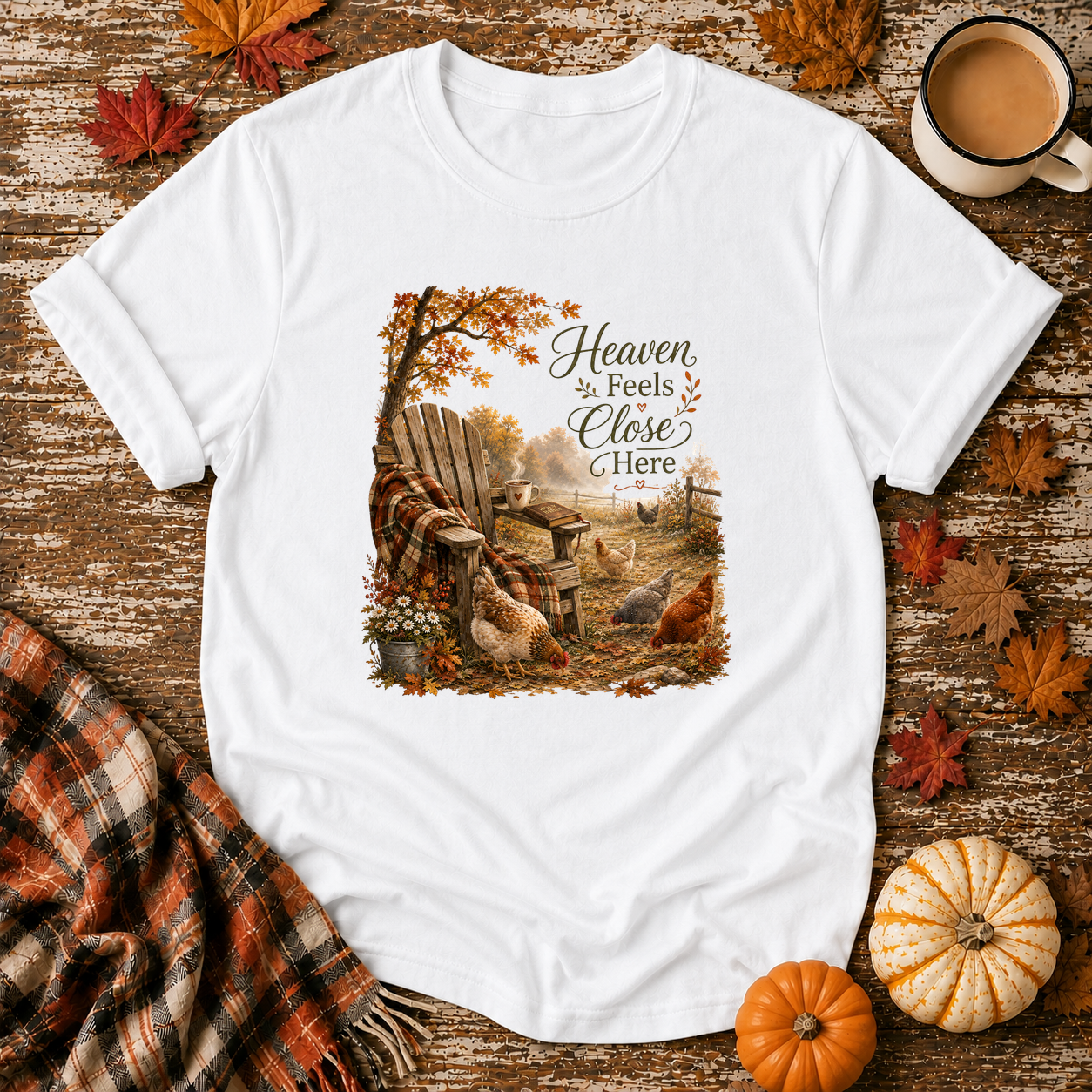 Heaven Feels Close Here T-Shirt in White