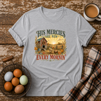 His Mercies Are New Every Mornin'  T-Shirt in Sport Grey on Shady Hen Mercantile Evergreen mockup