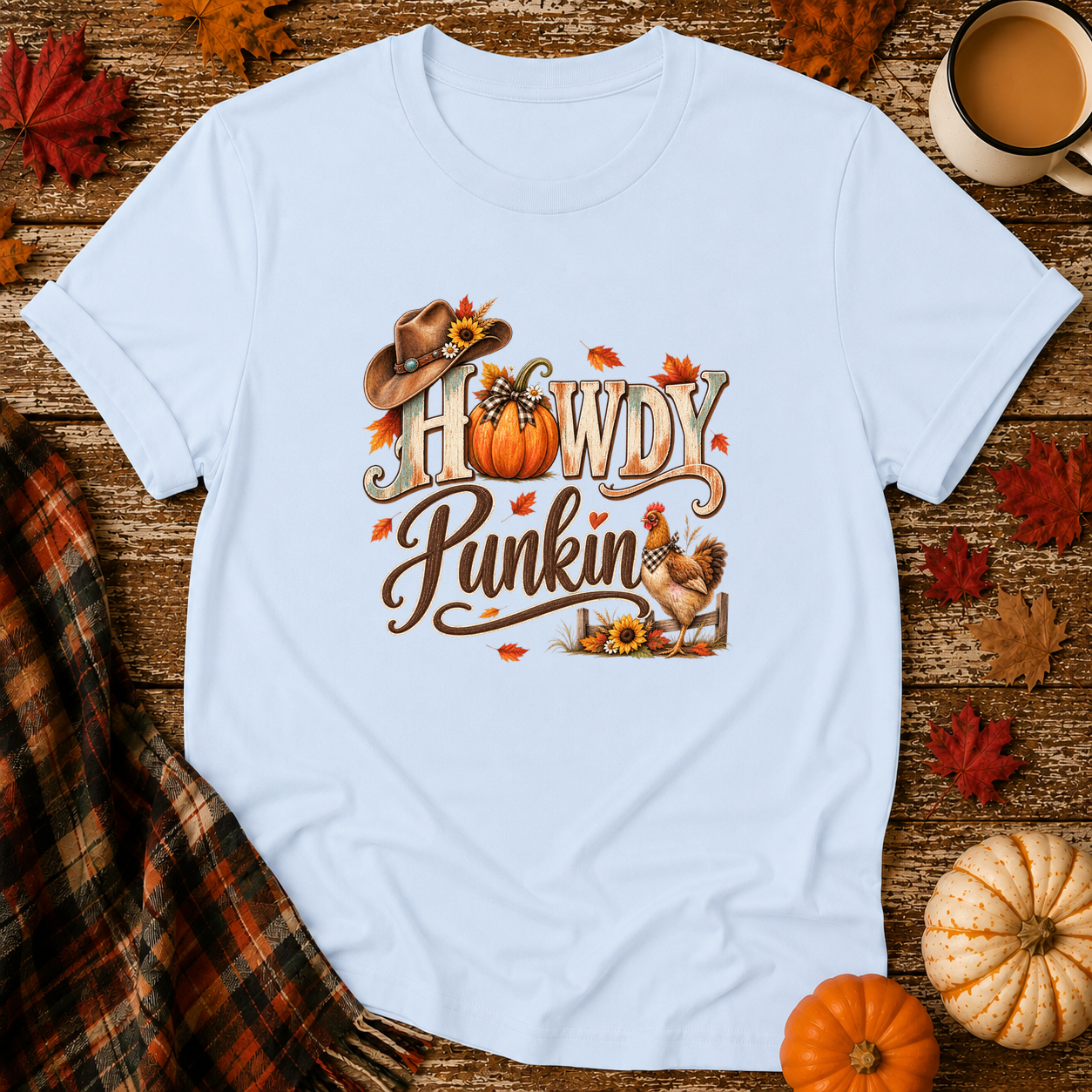 Howdy Punkin T-Shirt in Light Blue