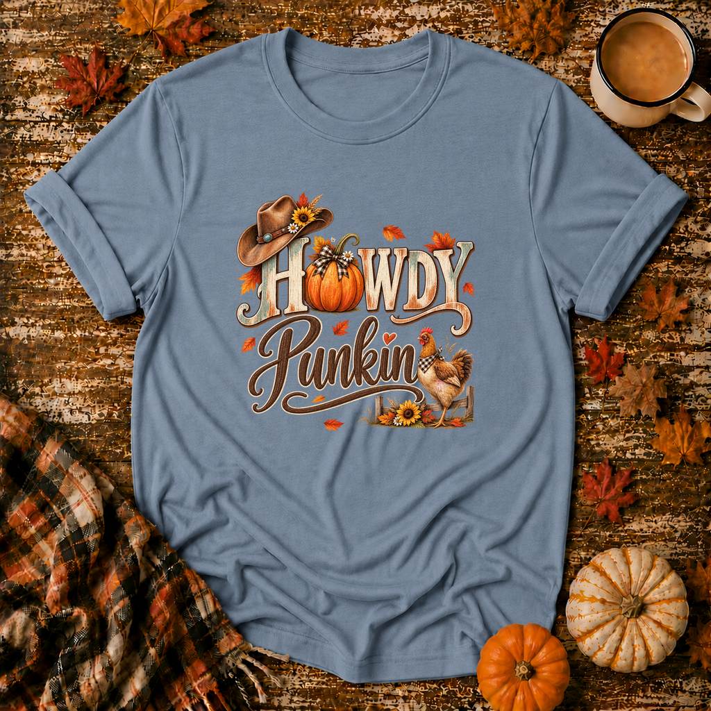 Howdy Punkin T-Shirt in Stone Blue