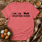I Came I Saw T-Shirt in Coral Silk on Shady Hen Mercantile Evergreen mockup