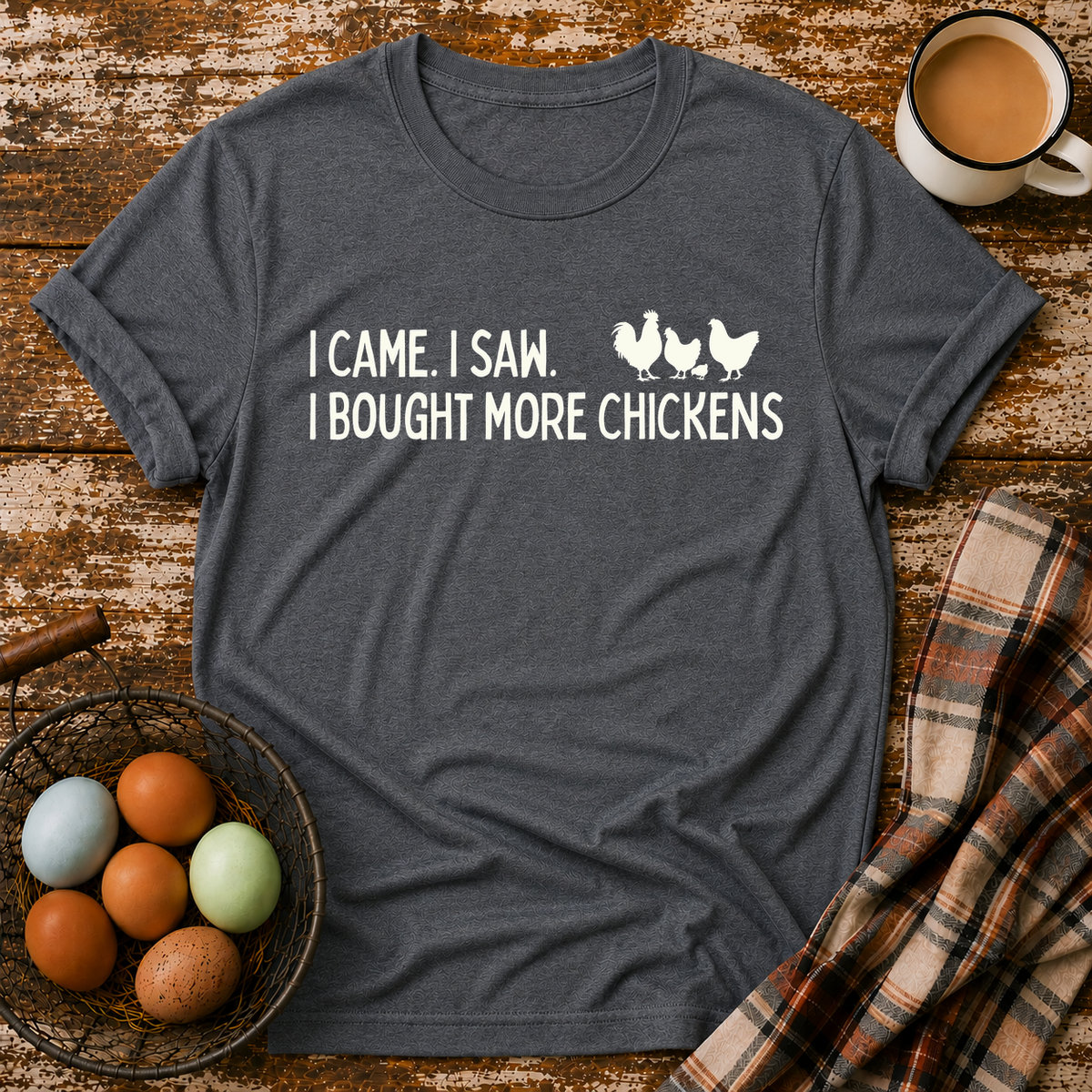 I Came I Saw T-Shirt in Dark Heather on Shady Hen Mercantile Evergreen mockup